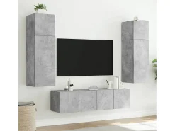 Hot Móveis de parede para TV com luzes LED 2 pcs cimento PT185267 Cinzento