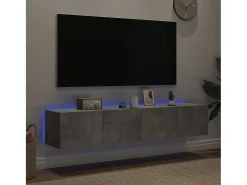 Hot Móveis de parede para TV com luzes LED 2 pcs cimento PT185267 Cinzento