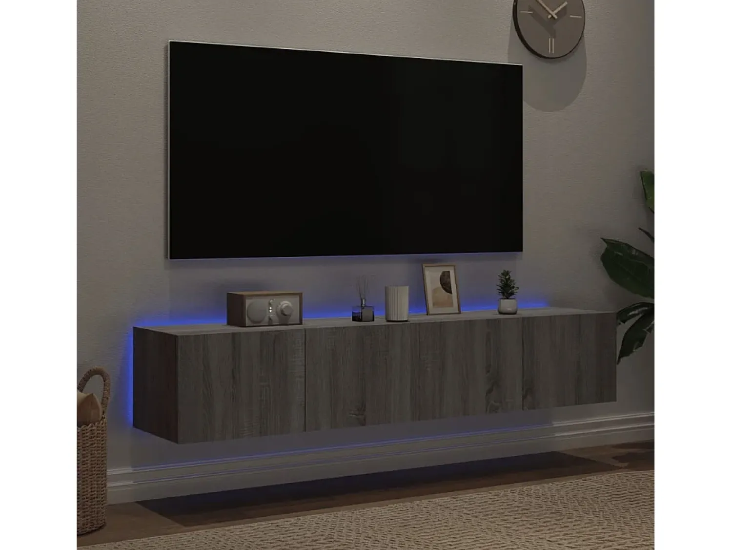 Online Móveis de parede para TV com luzes LED 2 pcs sonoma PT262271 Cinzento