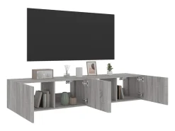 Móvel De Tv*vidaxl Móveis de parede para TV com luzes LED 2 pcs sonoma Cinzento