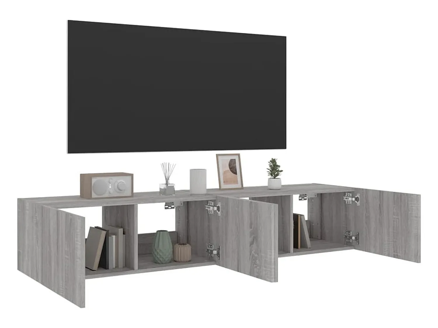Móvel De Tv*vidaxl Móveis de parede para TV com luzes LED 2 pcs sonoma Cinzento