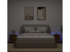 Móvel De Tv* Móveis de parede para TV com luzes LED 2 pcs carvalho fumado PT108206 Castanho