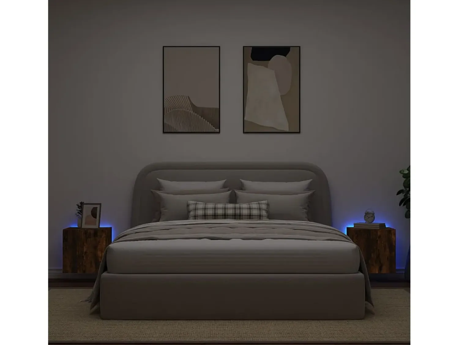 Móvel De Tv* Móveis de parede para TV com luzes LED 2 pcs carvalho fumado PT108206 Castanho