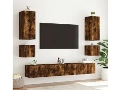 Móvel De Tv* Móveis de parede para TV com luzes LED 2 pcs carvalho fumado PT108206 Castanho