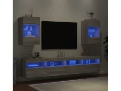 Móvel De Tv* Móveis de parede para TV com luzes LED 2 pcs sonoma PT702691 Cinzento