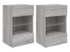 Móvel De Tv* Móveis de parede para TV com luzes LED 2 pcs sonoma PT702691 Cinzento