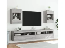 Móvel De Tv* Móveis de parede para TV com luzes LED 2 pcs sonoma PT702691 Cinzento