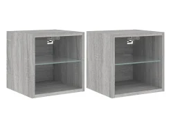 Móvel De Tv* Móveis de parede para TV com luzes LED 2 pcs sonoma PT452442 Cinzento