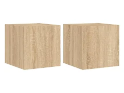 Móveis de parede para TV com luzes LED 2 pcs carvalho sonoma PT784429^ Móvel De Tv