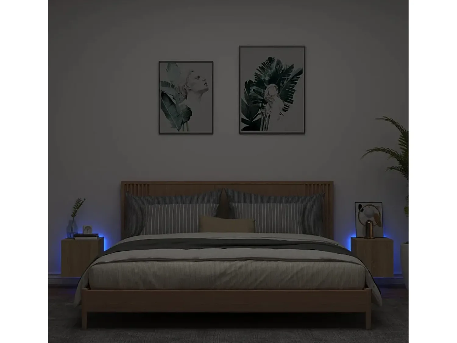 Móveis de parede para TV com luzes LED 2 pcs carvalho sonoma PT784429^ Móvel De Tv