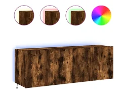 Móvel De Tv* Móveis de parede para TV com luzes LED 2 pcs carvalho fumado PT227999 Castanho