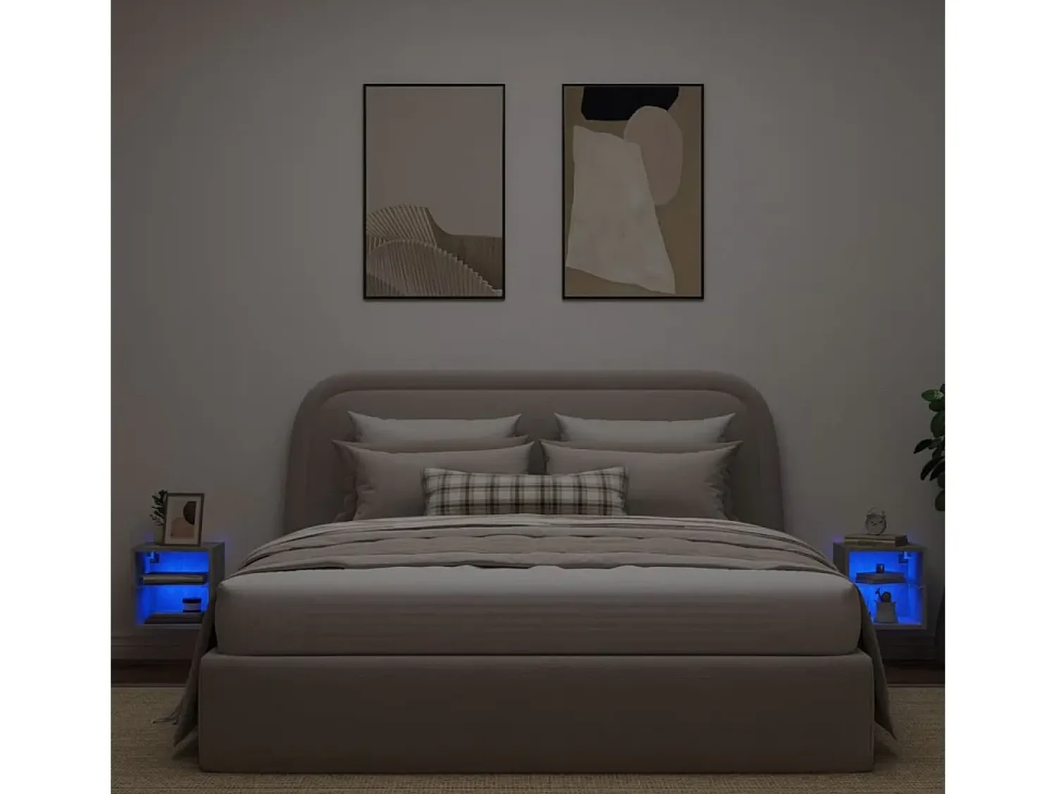 Móveis de parede para TV com luzes LED 2 pcs cimento PT388583^ Móvel De Tv