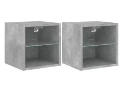 Móveis de parede para TV com luzes LED 2 pcs cimento PT388583^ Móvel De Tv