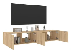 New vidaxl Móveis de parede para TV com luzes LED 2 pcs carvalho sonoma Castanho