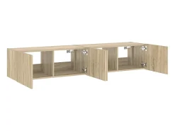 New vidaxl Móveis de parede para TV com luzes LED 2 pcs carvalho sonoma Castanho
