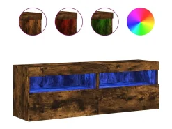 Clearance Móveis de parede para TV com luzes LED 2 pcs carvalho fumado PT758534 Castanho
