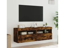 Clearance Móveis de parede para TV com luzes LED 2 pcs carvalho fumado PT758534 Castanho