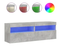 Móvel De Tv| Móveis de parede para TV com luzes LED 2 pcs cimento PT788225 Cinzento
