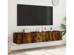 Móvel De Tv* Móveis de parede para TV com luzes LED 2 pcs carvalho fumado PT428801 Castanho