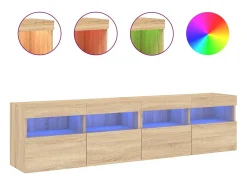 Móvel De Tv* Móveis de parede para TV com luzes LED 2 pcs carvalho sonoma PT214101 Castanho