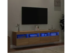 Móvel De Tv* Móveis de parede para TV com luzes LED 2 pcs carvalho sonoma PT214101 Castanho