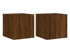 Hot Móveis de parede para TV com luzes LED 2 pcs carvalho PT449754 Castanho