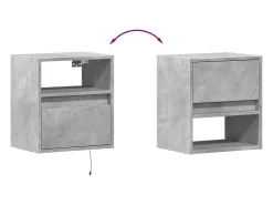Móvel De Tv*Helloshop26 Móveis de parede para TV estante multimídia televisão aparador TV sala de jantar sala de estar quarto e luzes LED 2 peças 41 x 31 x 45 cm cinza 02_0029119 Cinzento