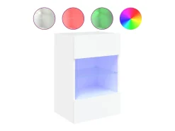 Outlet Helloshop26 Móveis de parede para TV estante multimídia televisão aparador TV sala de jantar sala de estar quarto com luzes LED 2 peças 40 x 30 x 60,5 cm 02_0029101 Branco