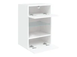 Outlet Helloshop26 Móveis de parede para TV estante multimídia televisão aparador TV sala de jantar sala de estar quarto com luzes LED 2 peças 40 x 30 x 60,5 cm 02_0029101 Branco