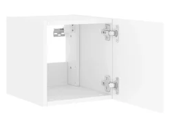 Móvel De Tv|Helloshop26 Móveis de parede para TV estante multimídia televisão aparador TV sala de jantar sala de estar quarto com luzes LED 2 peças 30,5 x 35 x 30 cm 02_0029095 Branco