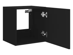 Sale Helloshop26 Móveis de parede para TV prateleira multimídia televisão aparador TV sala de jantar sala de estar quarto com luzes LED 2 peças 40,5 x 35 x 40 cm 02_0029104 Preto