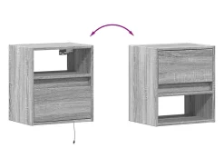 Móvel De Tv*Helloshop26 Móveis de parede para TV prateleira multimídia televisão aparador TV sala de jantar sala de estar quarto e luzes LED 2 peças sonoma 41 x 31 x 45 cm cinza 02_0029123 Cinzento