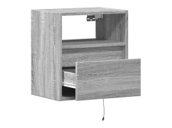 Móvel De Tv*Helloshop26 Móveis de parede para TV prateleira multimídia televisão aparador TV sala de jantar sala de estar quarto e luzes LED 2 peças sonoma 41 x 31 x 45 cm cinza 02_0029123 Cinzento