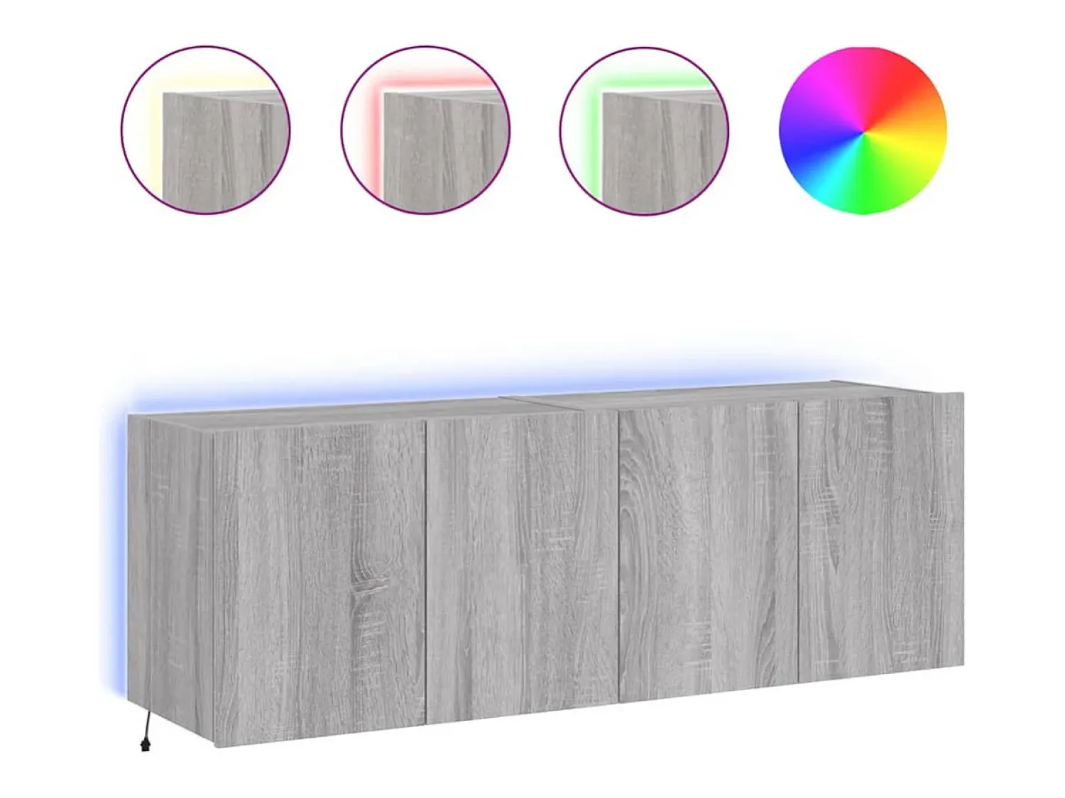 Móvel De Tv|Helloshop26 Móveis de parede para TV prateleira multimídia televisão aparador TV sala de jantar sala de estar quarto e luzes LED 2 peças sonoma 60 x 35 x 41 cm cinza 02_0029154 Cinzento