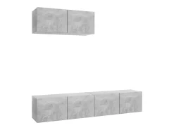 Móvel De Tv| Móveis de TV 3 pcs derivados madeira cimento PT658714 Cinzento