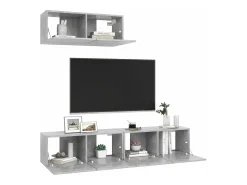Móvel De Tv| Móveis de TV 3 pcs derivados madeira cimento PT658714 Cinzento