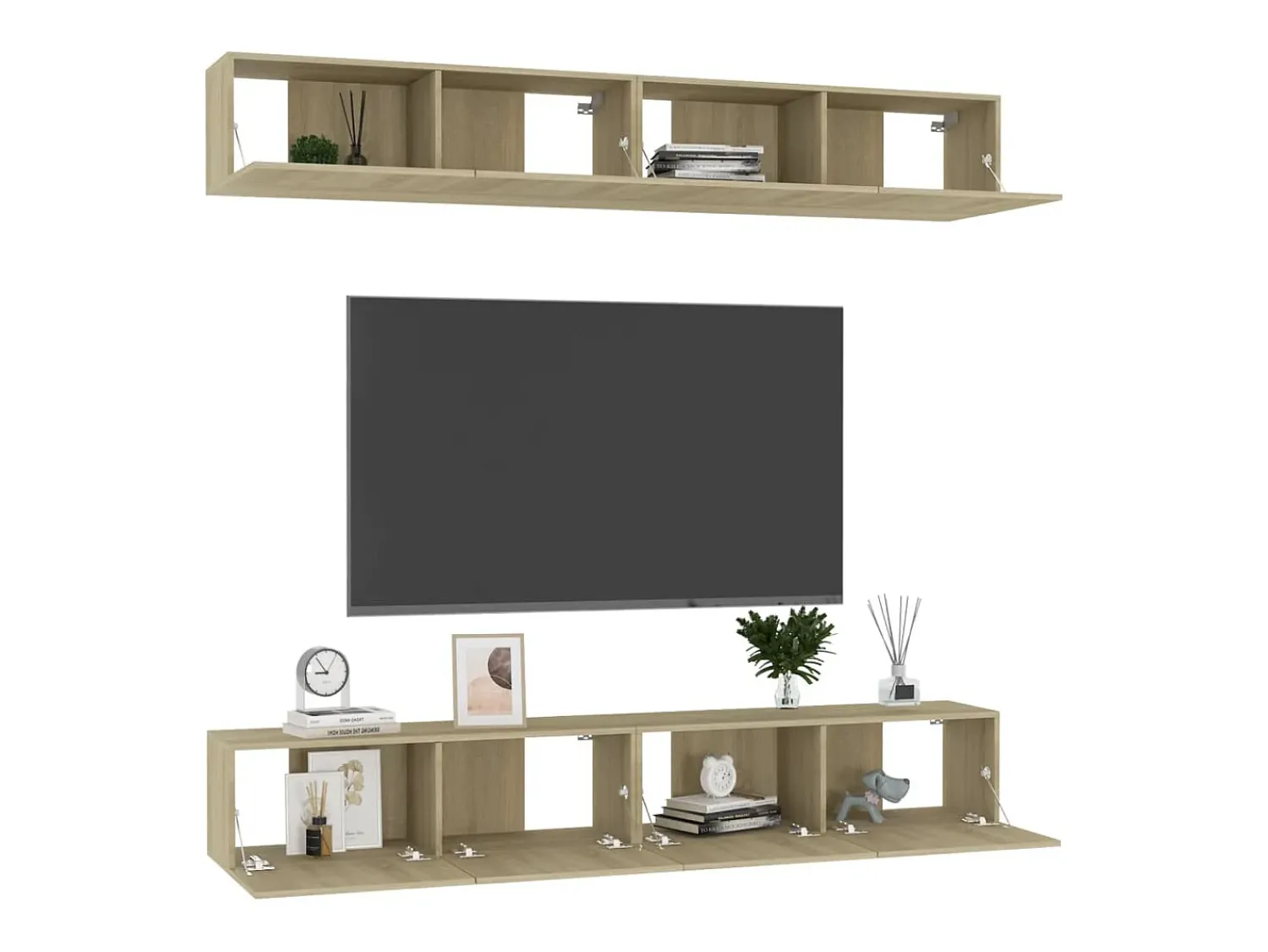 Móvel De Tv* Móveis de TV 4 pcs derivados de madeira carvalho sonoma PT242686 Castanho