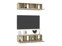 Móvel De Tv| Móveis de TV 4 pcs derivados de madeira carvalho sonoma PT832754 Castanho