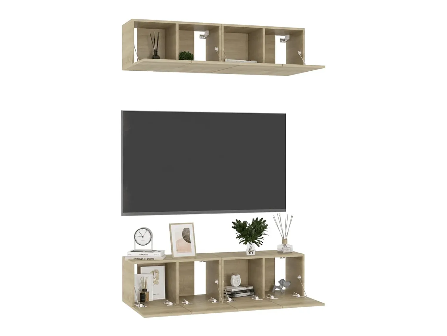 Móvel De Tv| Móveis de TV 4 pcs derivados de madeira carvalho sonoma PT832754 Castanho