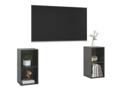 Outlet Móveis de TV 2 pcs derivados de madeira cinza brilhante PT983509 Cinzento