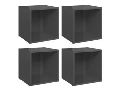 Móvel De Tv* Móveis de TV 4 pcs derivados de madeira brilhante PT144191 Cinzento