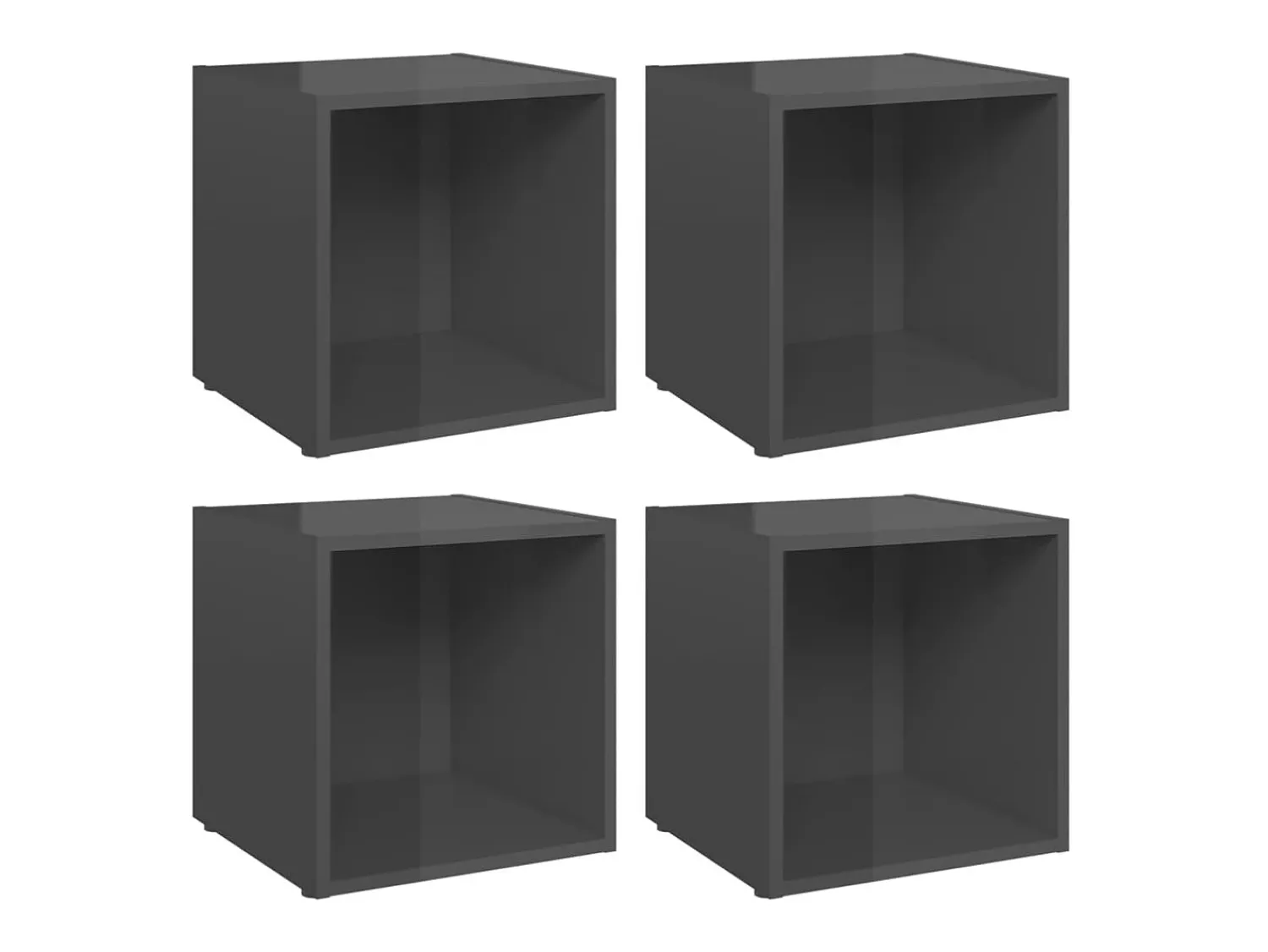 Móvel De Tv* Móveis de TV 4 pcs derivados de madeira brilhante PT144191 Cinzento