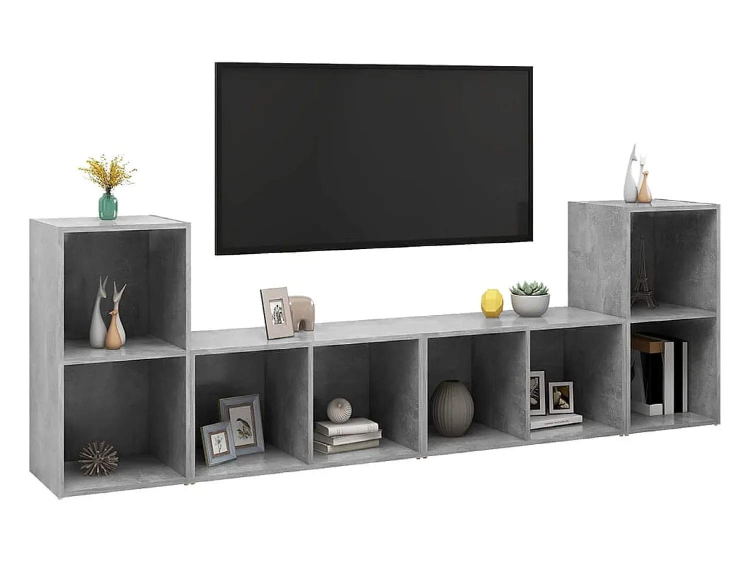 Hot Móveis de TV 4 pcs derivados de madeira cimento PT976743 Cinzento