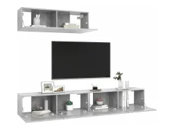 Móvel De Tv| Móveis de TV 3 pcs derivados madeira cimento PT502710 Cinzento