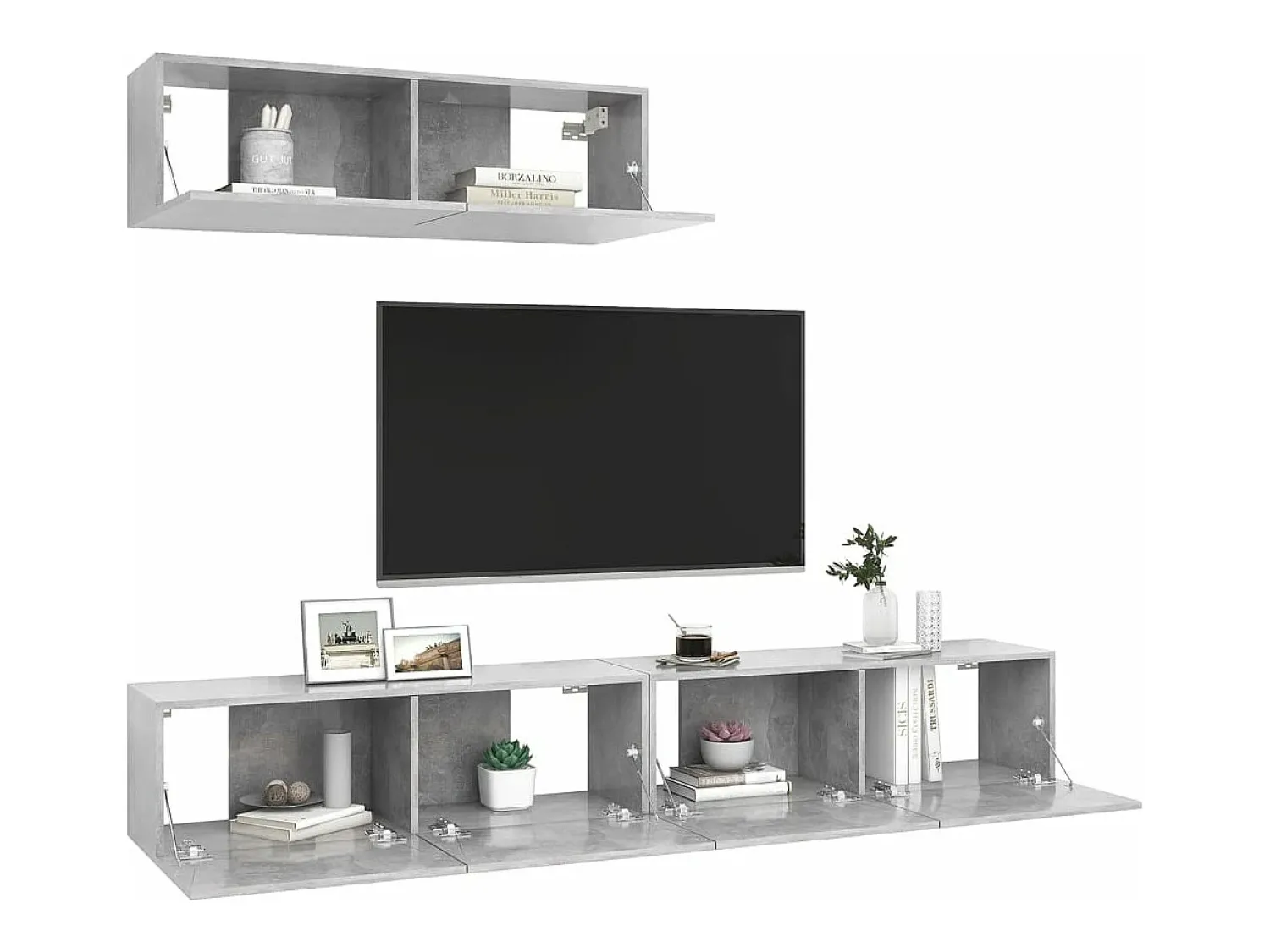 Móvel De Tv| Móveis de TV 3 pcs derivados madeira cimento PT502710 Cinzento