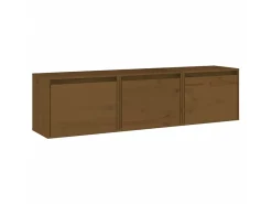 Móvel De Tv| Móveis de TV 3 pcs madeira de pinho maciça -mel PT454634 Castanho