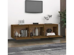 Móvel De Tv| Móveis de TV 3 pcs madeira de pinho maciça -mel PT454634 Castanho