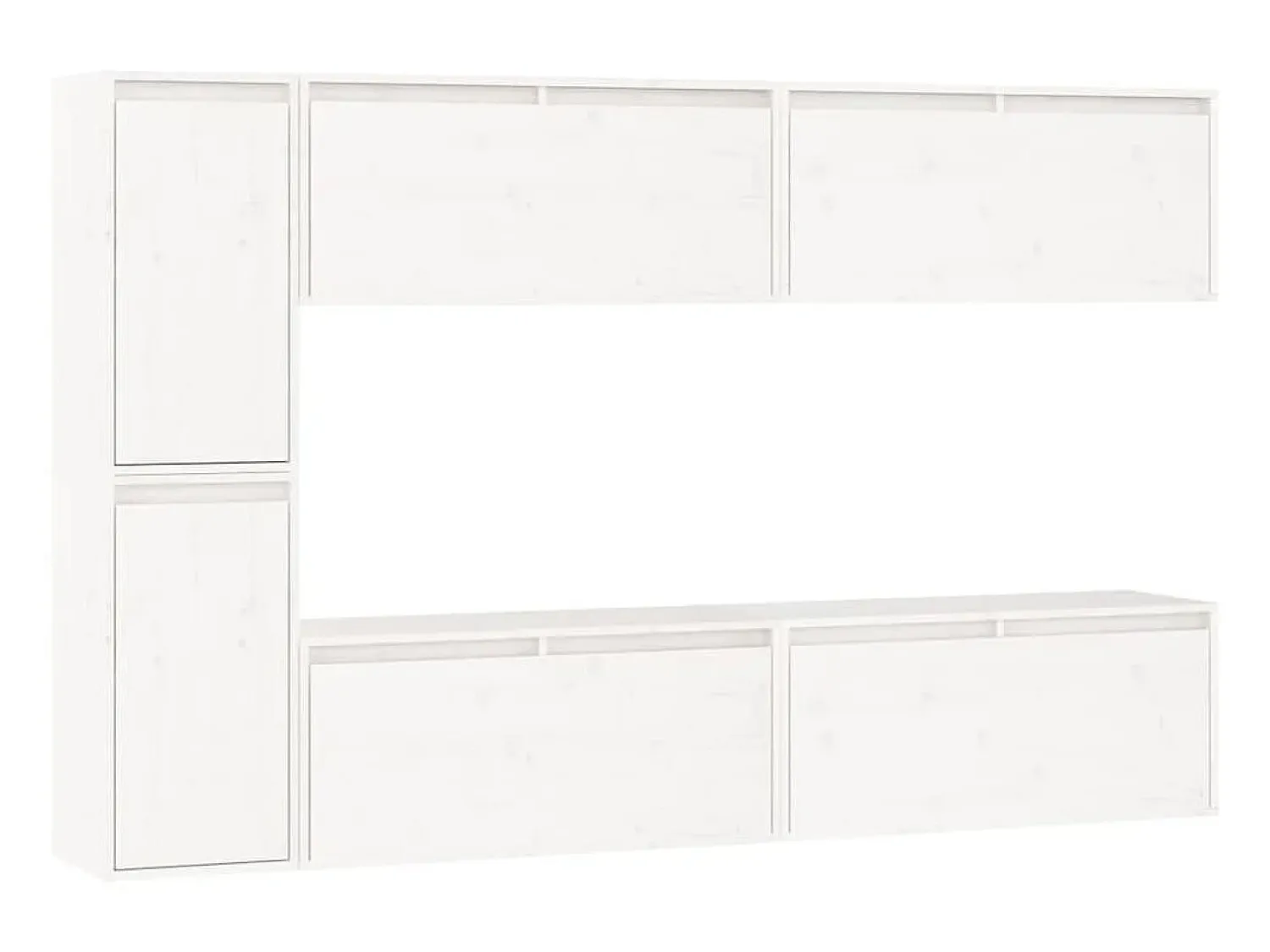 Móvel De Tv| Móveis de TV 6 pcs madeira de pinho maciça PT962007 Branco