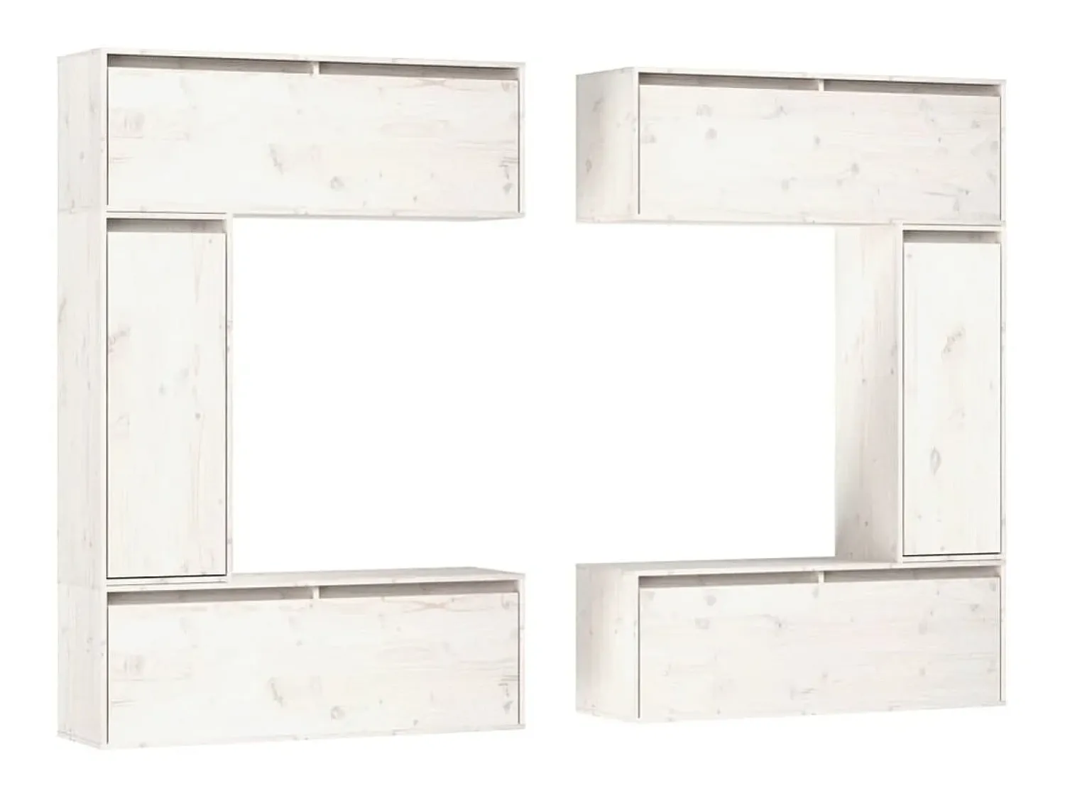 New Móveis de TV 6 pcs madeira de pinho maciça PT188688 Branco
