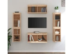 Móveis de TV 6 pcs madeira de pinho maciça PT733075^ Móvel De Tv